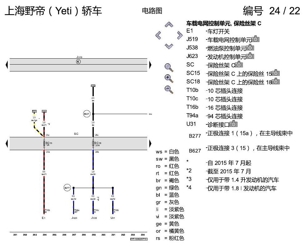 斯柯达野帝 保险丝配置 电路图