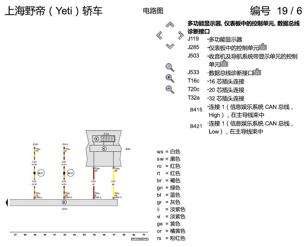 斯柯达野帝 多功能方向盘 电路图