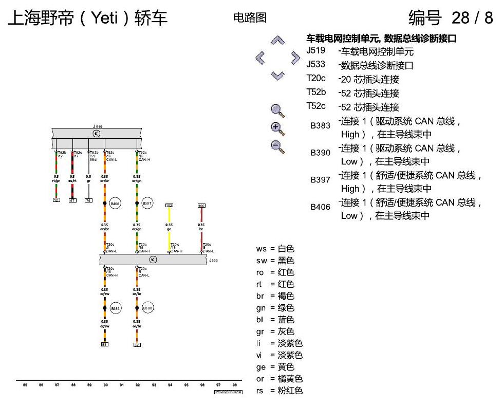 斯柯达野帝 防抱死制动系统(ABS) 电路图