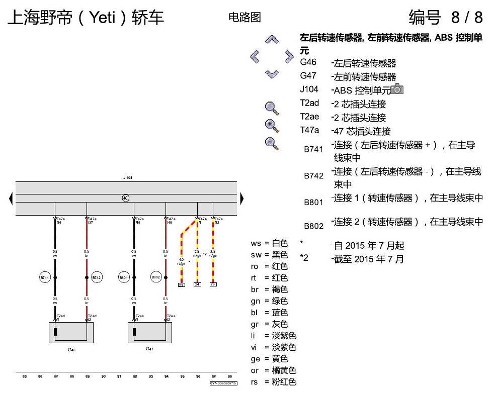 斯柯达野帝 防抱死制动系统(ABS)与电控行车稳定系统(ESP) 电路图