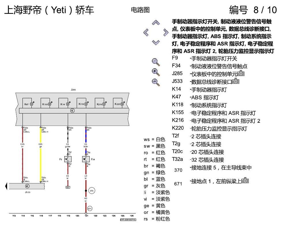 斯柯达野帝 防抱死制动系统(ABS)与电控行车稳定系统(ESP) 电路图