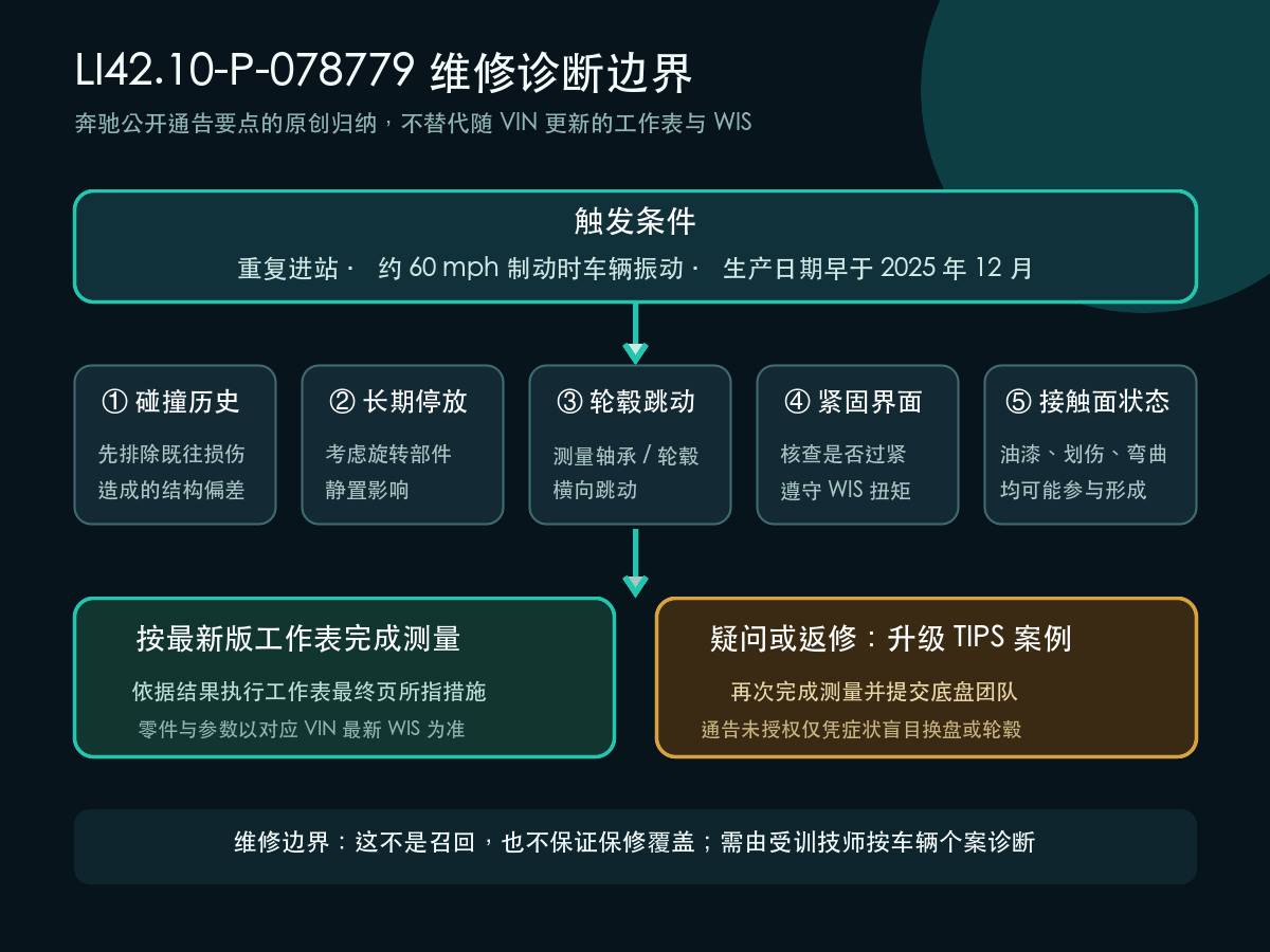 奔驰LI42.10-P-078779碰撞停放轮毂跳动紧固与接触面诊断边界