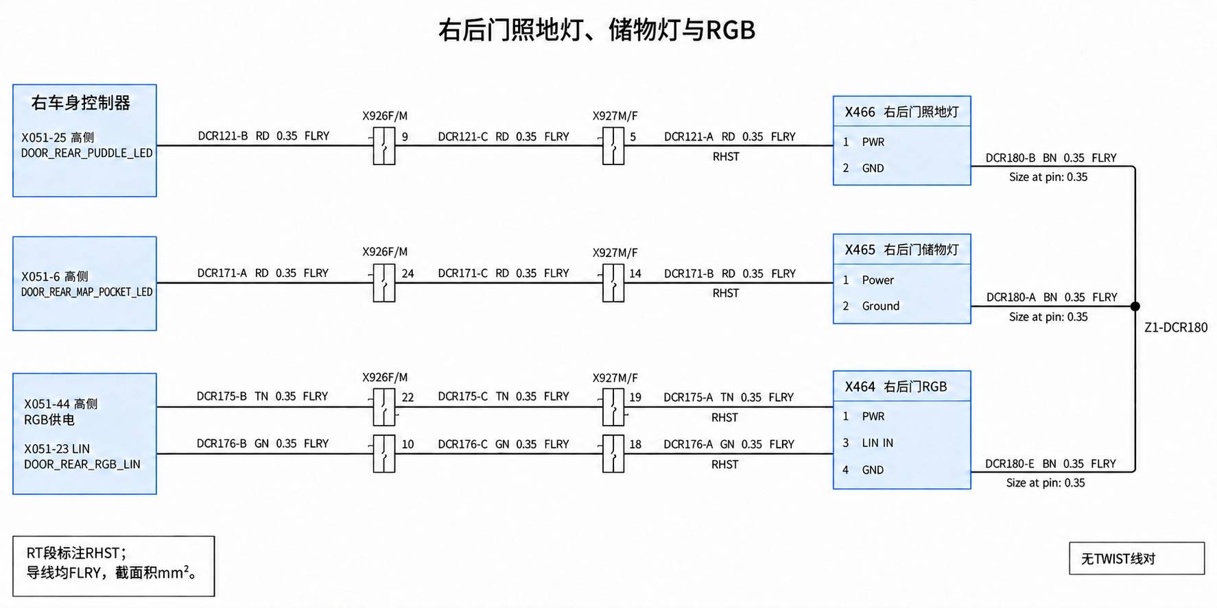 2024+ 特斯拉 Model 3 SOP8 右后门电路:门锁、车窗与门灯-图片2