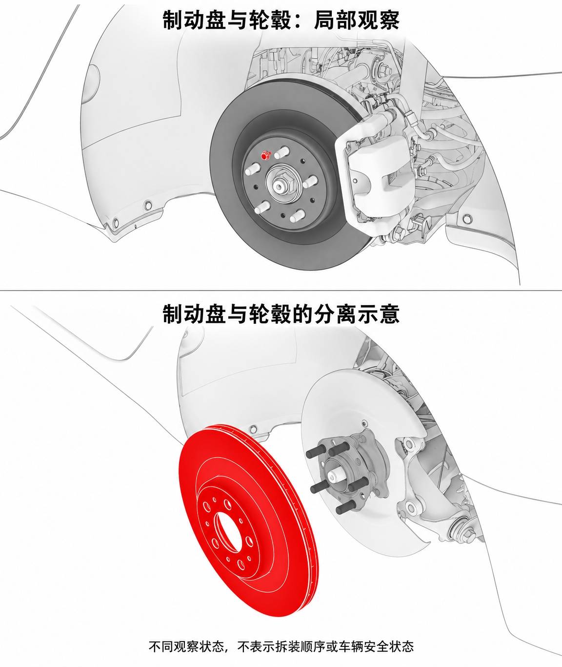 2024+ 特斯拉 Model 3 Base 左后制动盘结构识读:盘毂关系与钳体连接