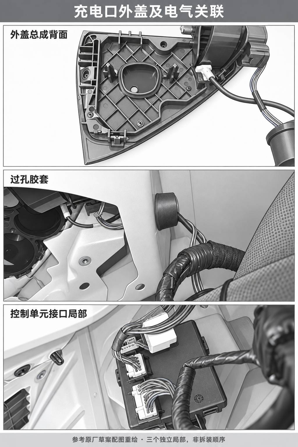 2024+ 特斯拉 Model 3 北美充电口外盖结构识读:背面、胶套与控制接口