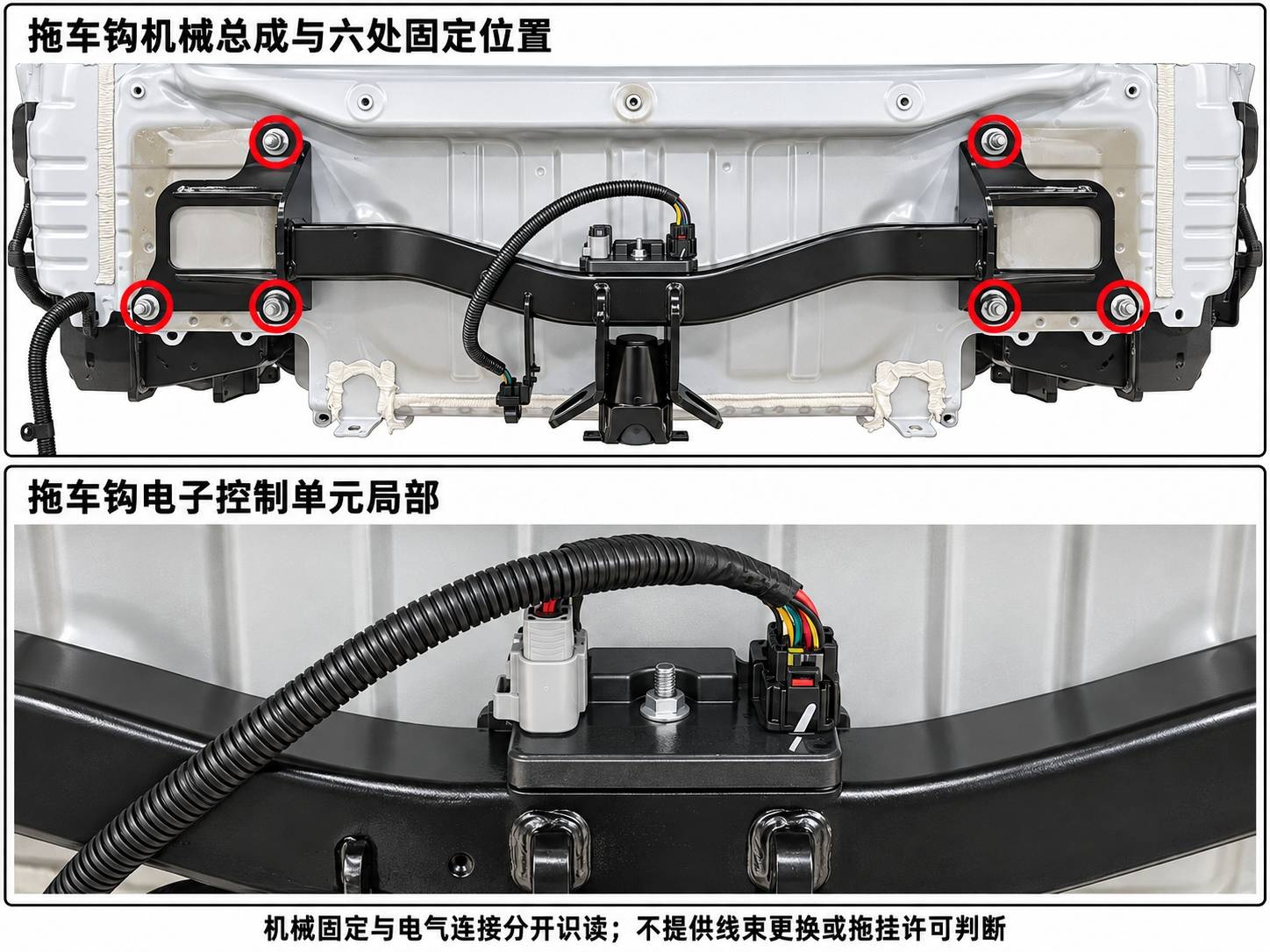 2024+ 特斯拉 Model 3 拖车钩区域结构识读:机械总成与电子控制单元