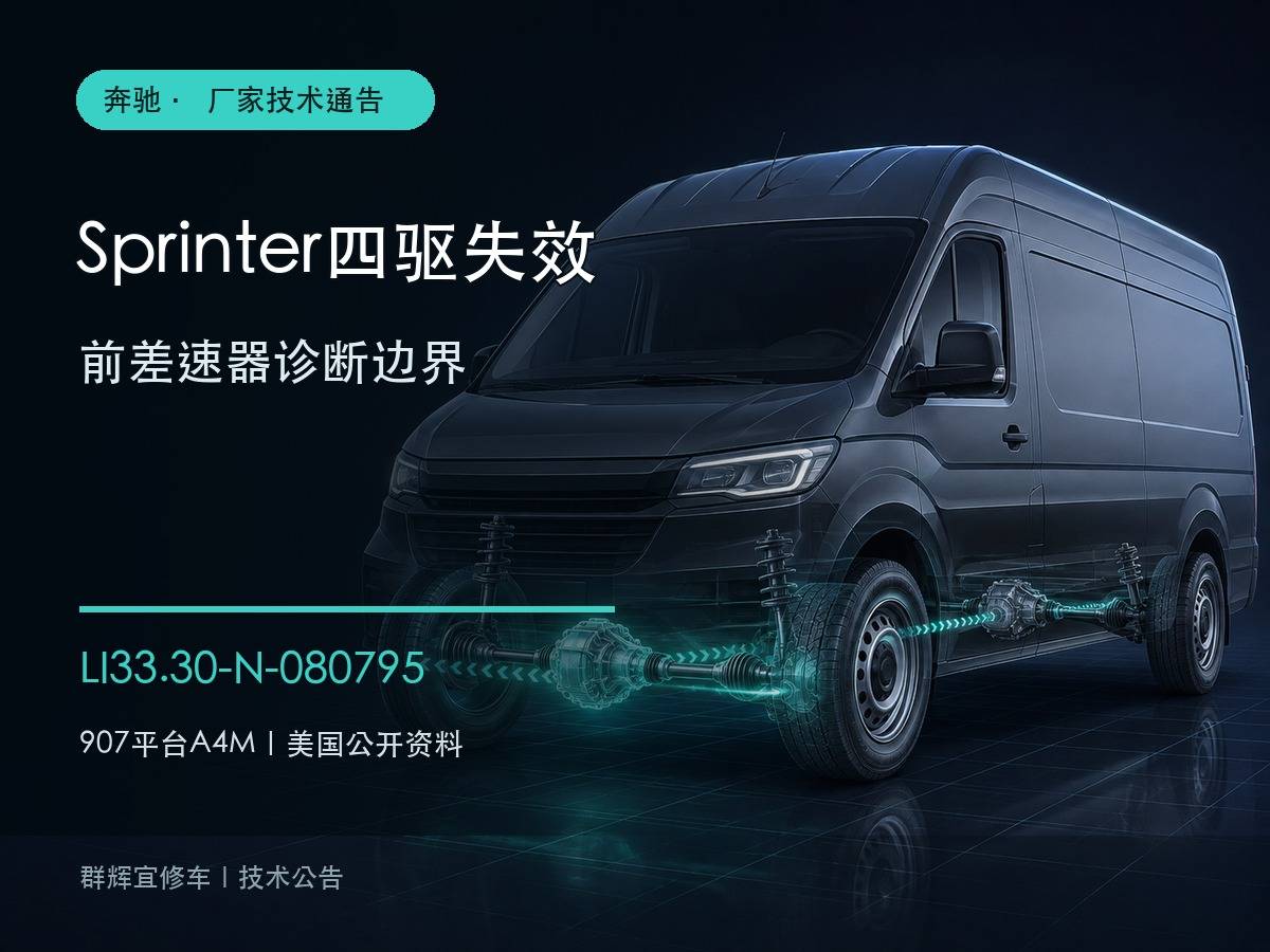 奔驰Sprinter四驱失效与前差速器诊断边界,技术通告LI33.30-N-080795