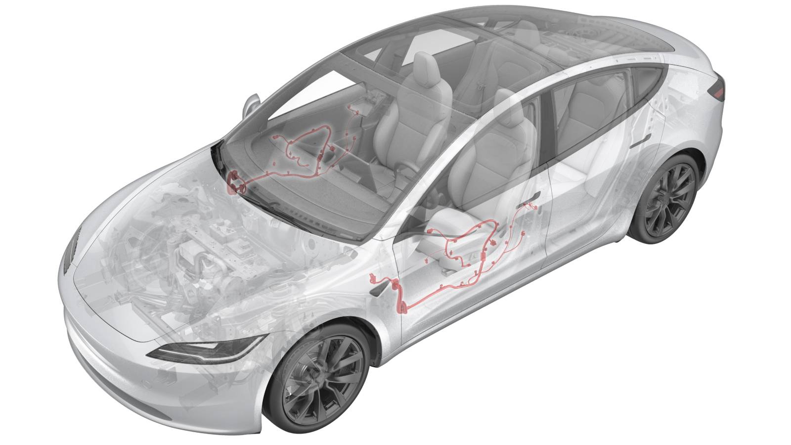 2024+ 特斯拉 Model 3 左前门线束结构识读:J7、双索环与固定点-图片1