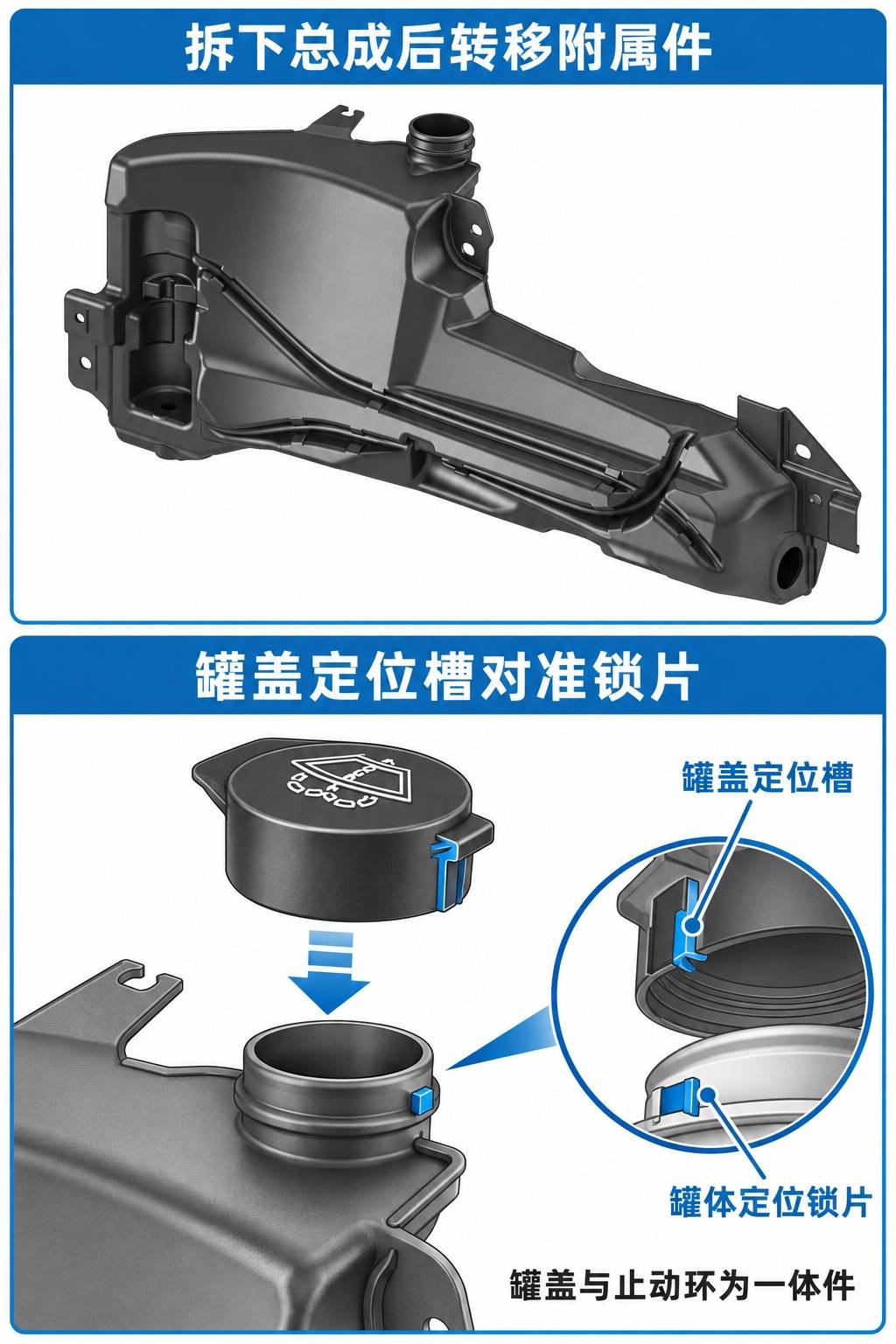 2024+ 特斯拉 Model 3 清洗储液罐罐体更换:泵、传感器和一体式罐盖转移-图片2