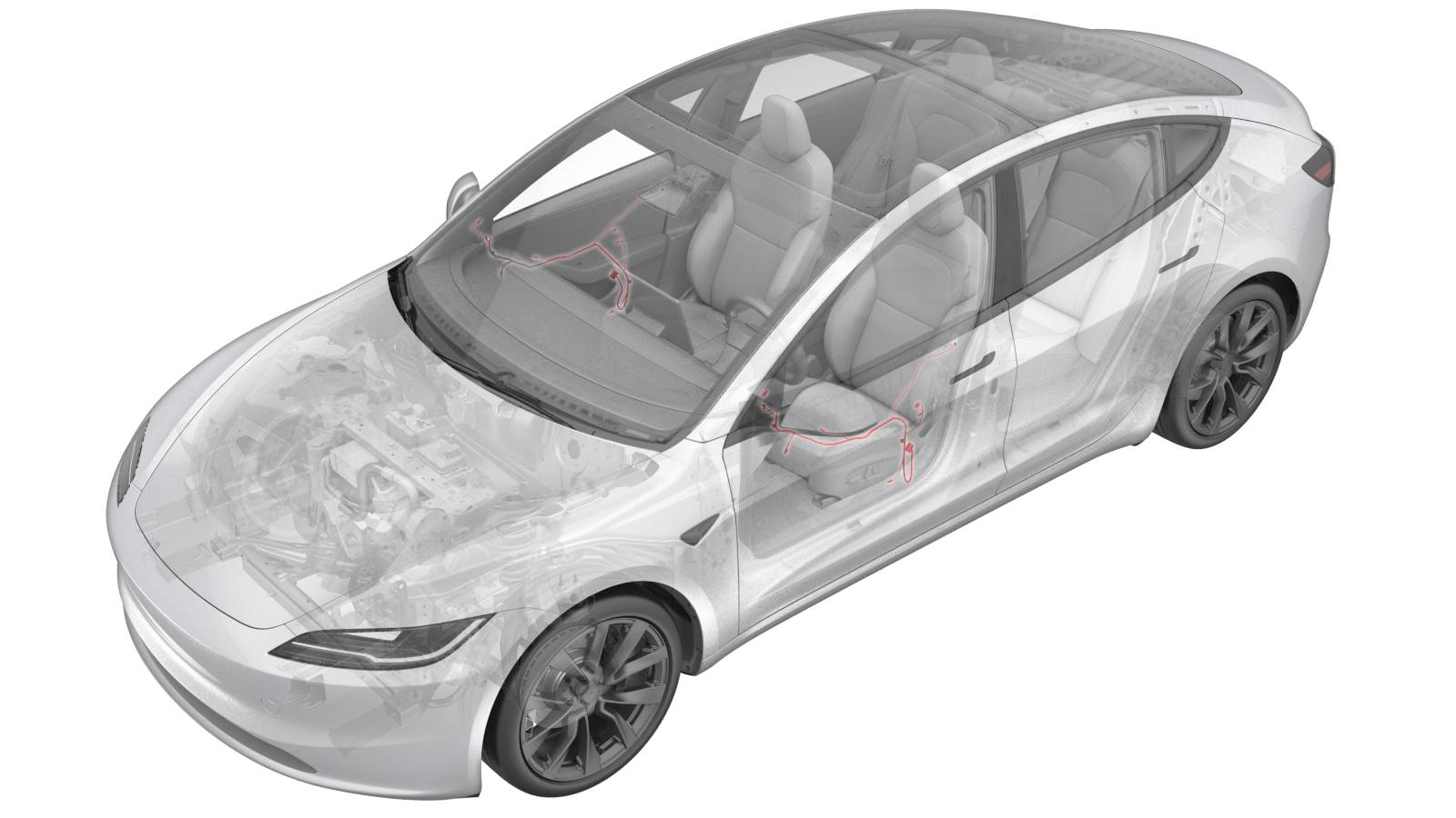 2024+ 特斯拉 Model 3 左前车门饰板线束更换:5个插头与9个固定夹-图片1