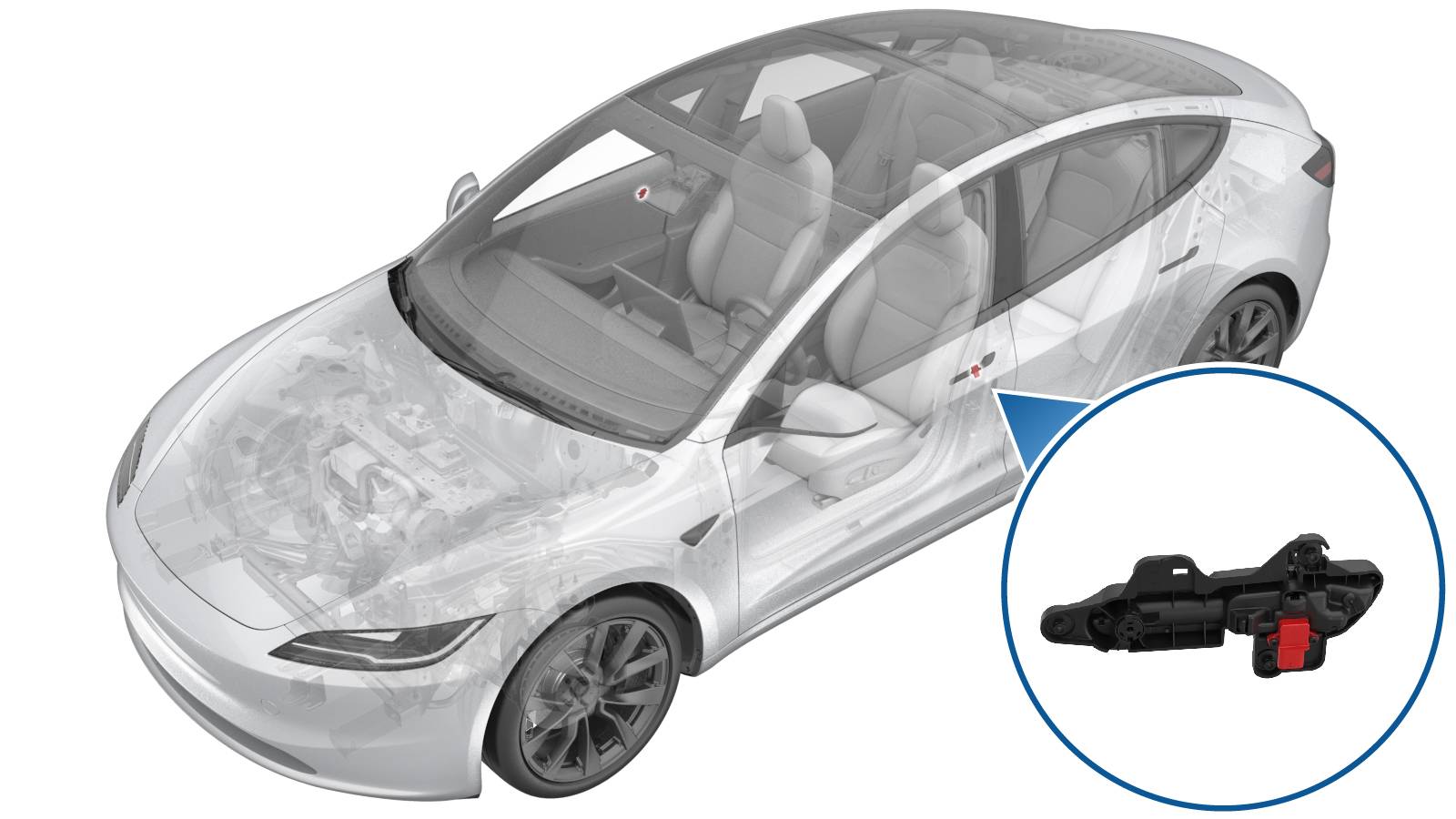 2024+ 特斯拉 Model 3 左前外把手传感器更换:1.2 N·m、封闭板与玻璃复装-图片1