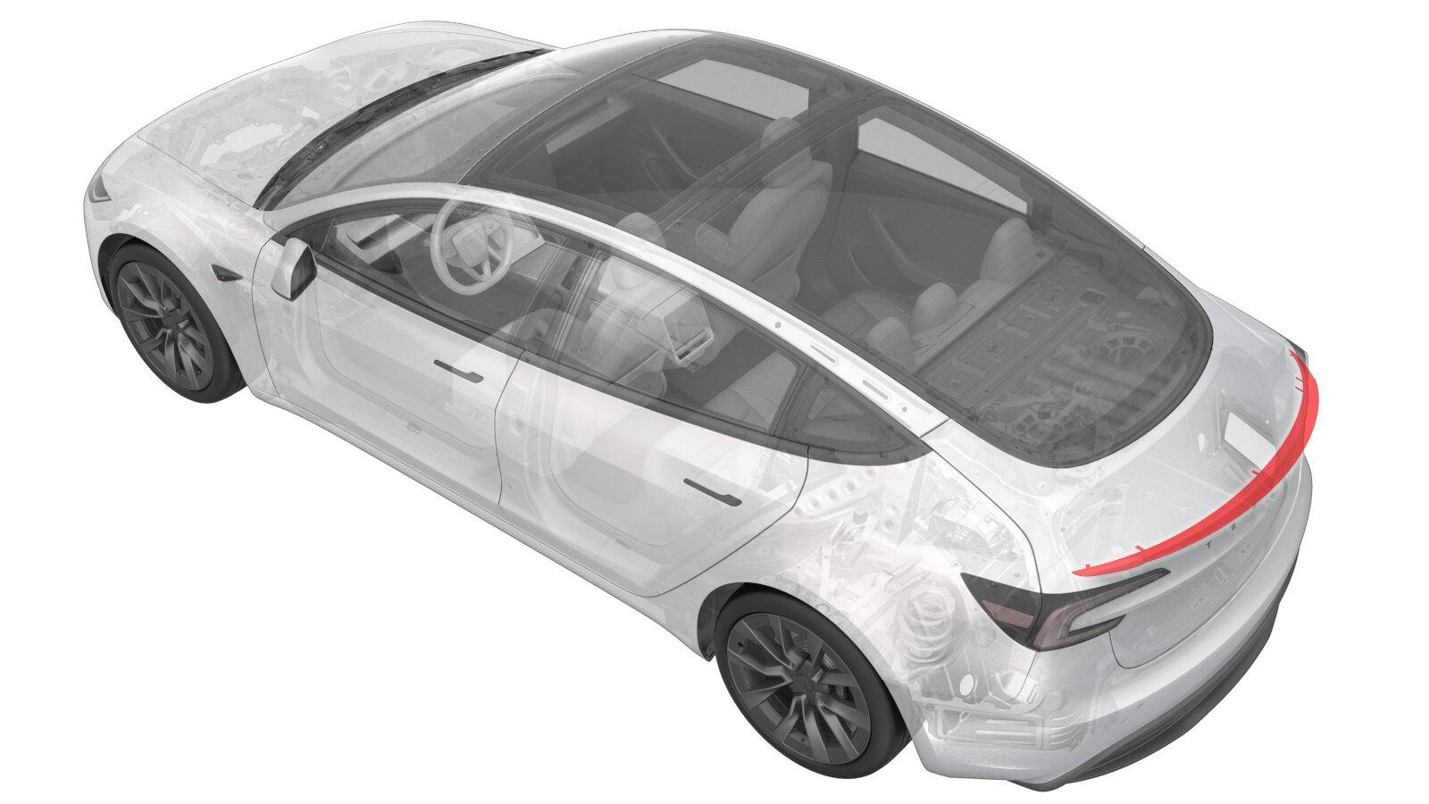 2024+ 特斯拉 Model 3 碳纤维后扰流板更换:15–43°C 粘贴与中心向外压合-图片1