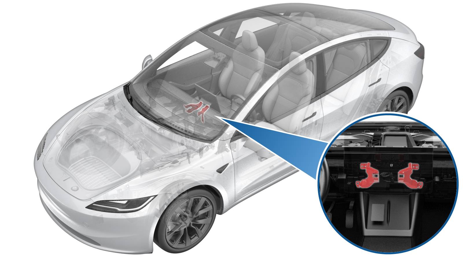 2024+ 特斯拉 Model 3 左侧中央显示屏支架更换:2 颗螺钉与 2.3 N·m