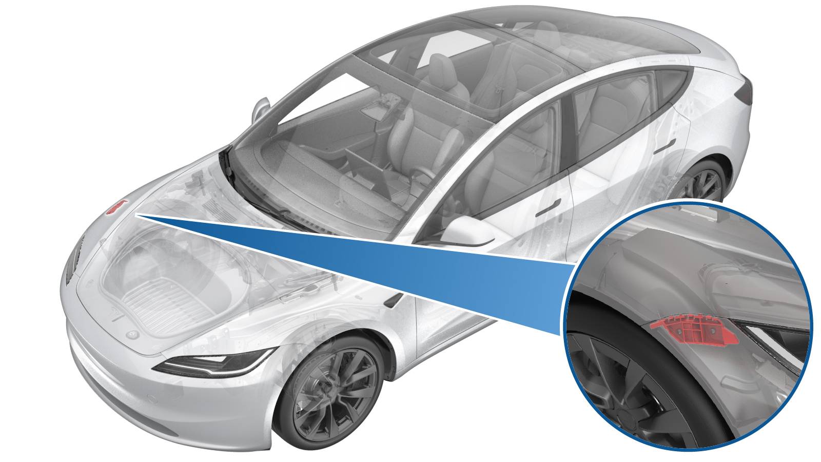 2024+ 特斯拉 Model 3 右前保险杠侧支架更换:6 卡子、2 螺母与 4 N·m-图片1