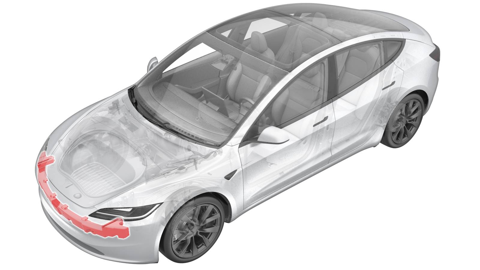 2024+ 特斯拉 Model 3 前保险杠梁泡沫更换:4+2 个新卡子与压力管传感器