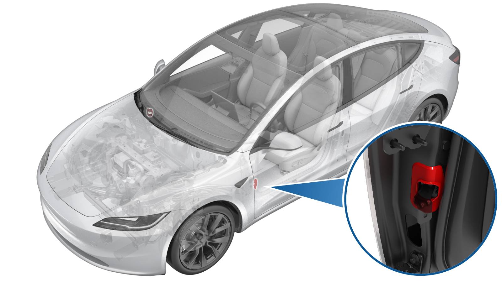 2024+ 特斯拉 Model 3 左前门限位器密封件更换:3 卡子与 10/24 N·m