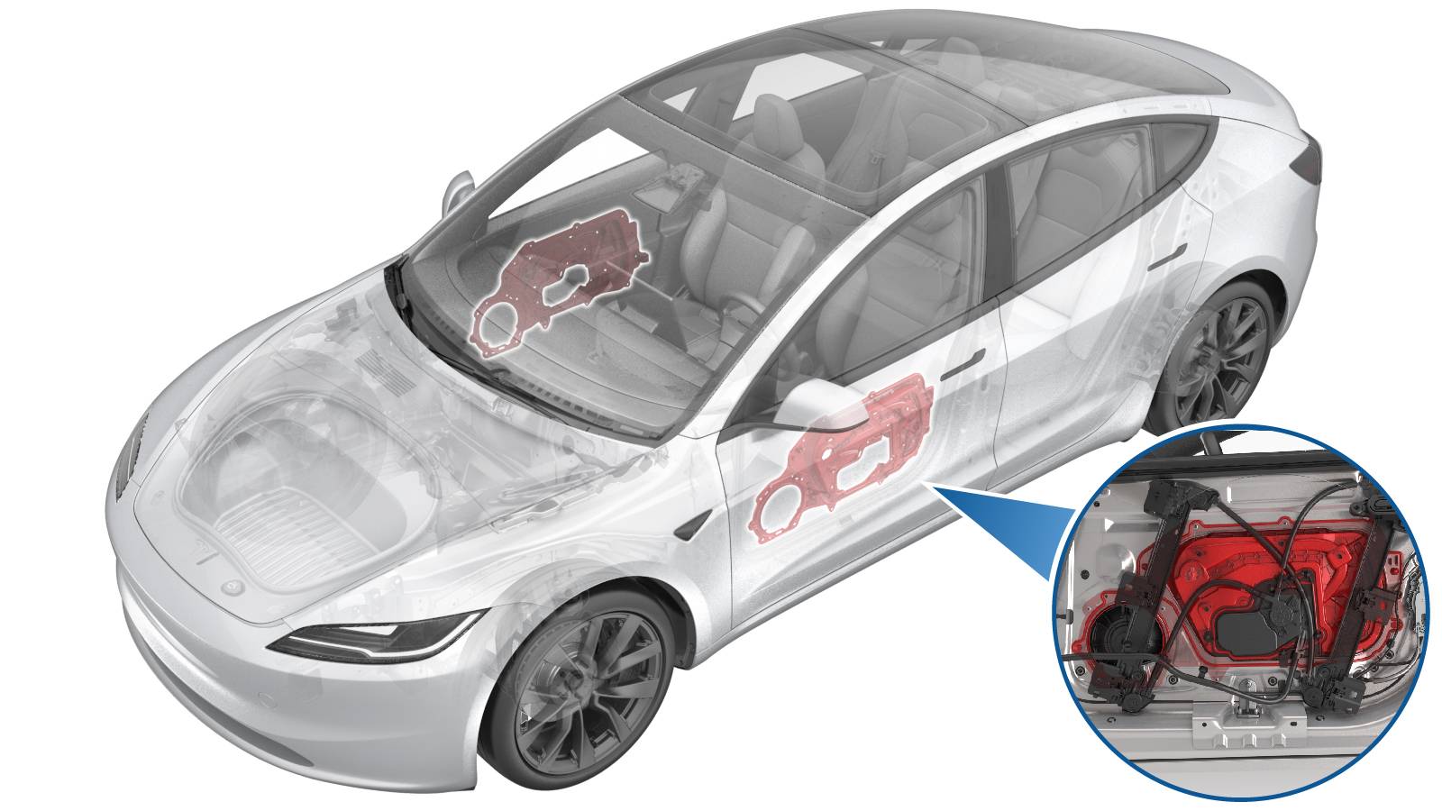 2024+ 特斯拉 Model 3 左前门封闭板更换:8 颗螺钉 4 N·m 与电机 3 N·m-图片1
