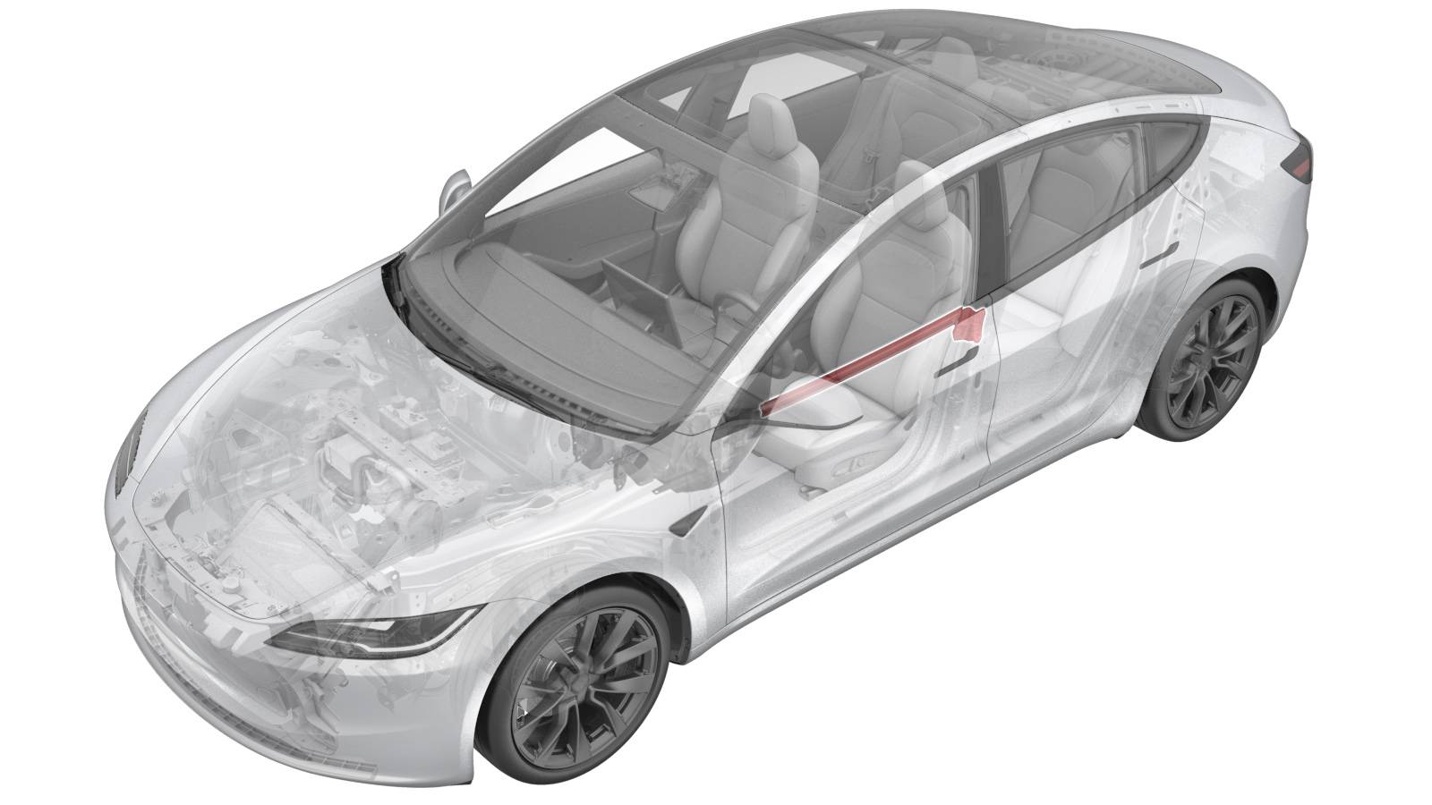 2024+ 特斯拉 Model 3 左前门内腰线密封条更换:3 卡子与遗留卡子复位-图片1
