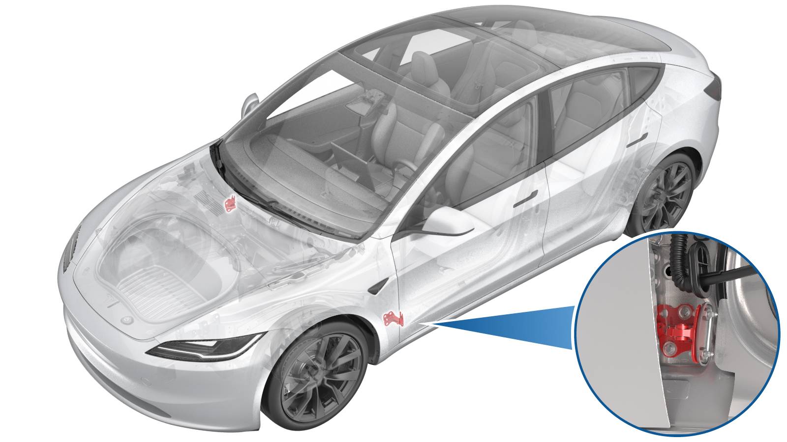 2024+ 特斯拉 Model 3 左前门下铰链更换:车门支撑与 27 N·m