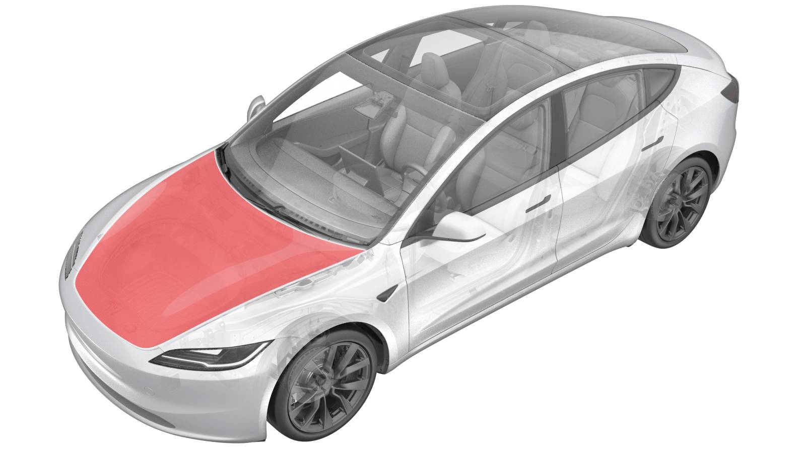 2024+ 特斯拉 Model 3 前备箱盖总成更换:支柱支架与铰链 15 N·m、撞销 18 N·m-图片1