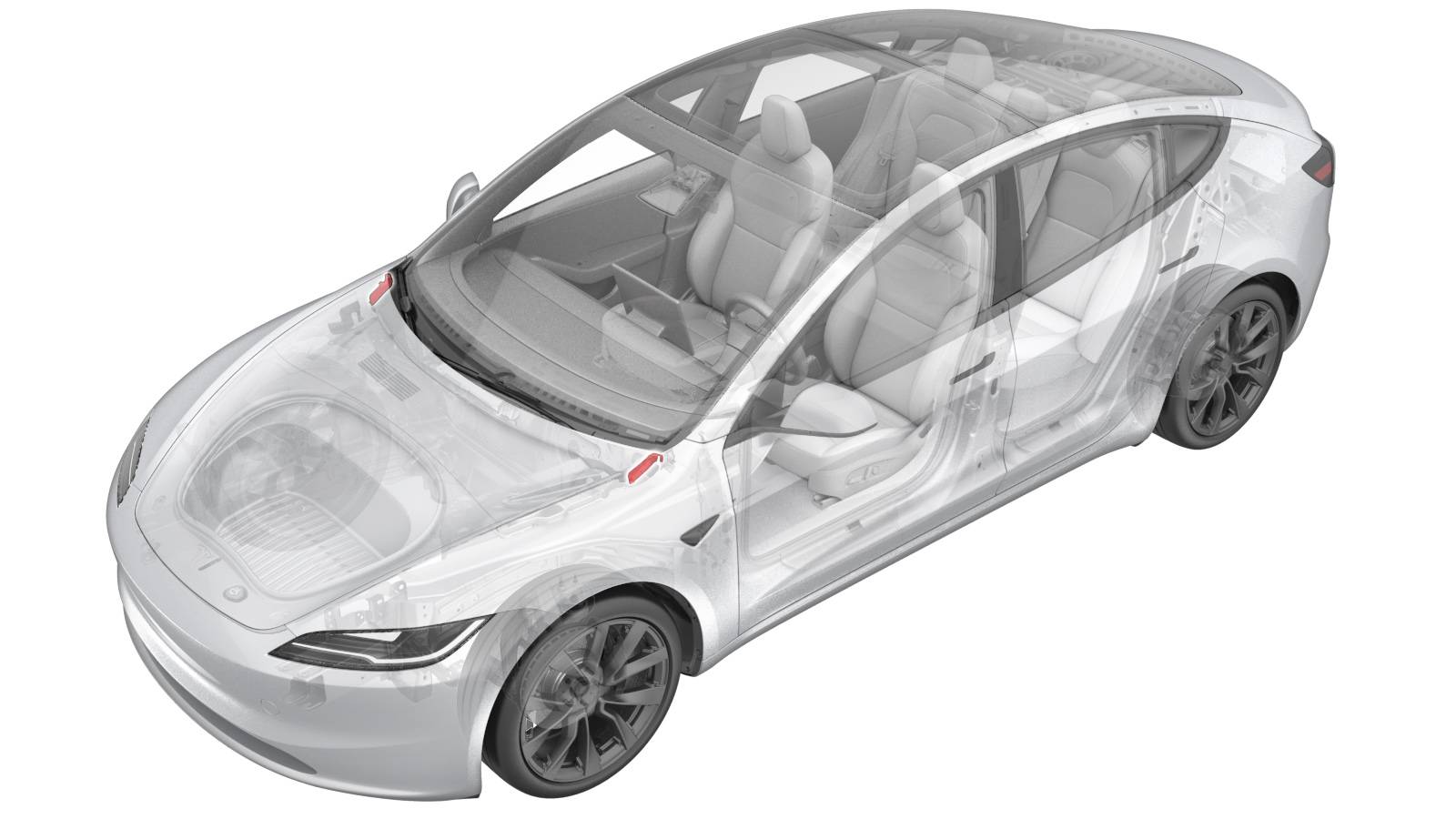 2024+ 特斯拉 Model 3 左侧前罩铰链防护盖更换:卡子释放、下部定位与向上复装-图片1