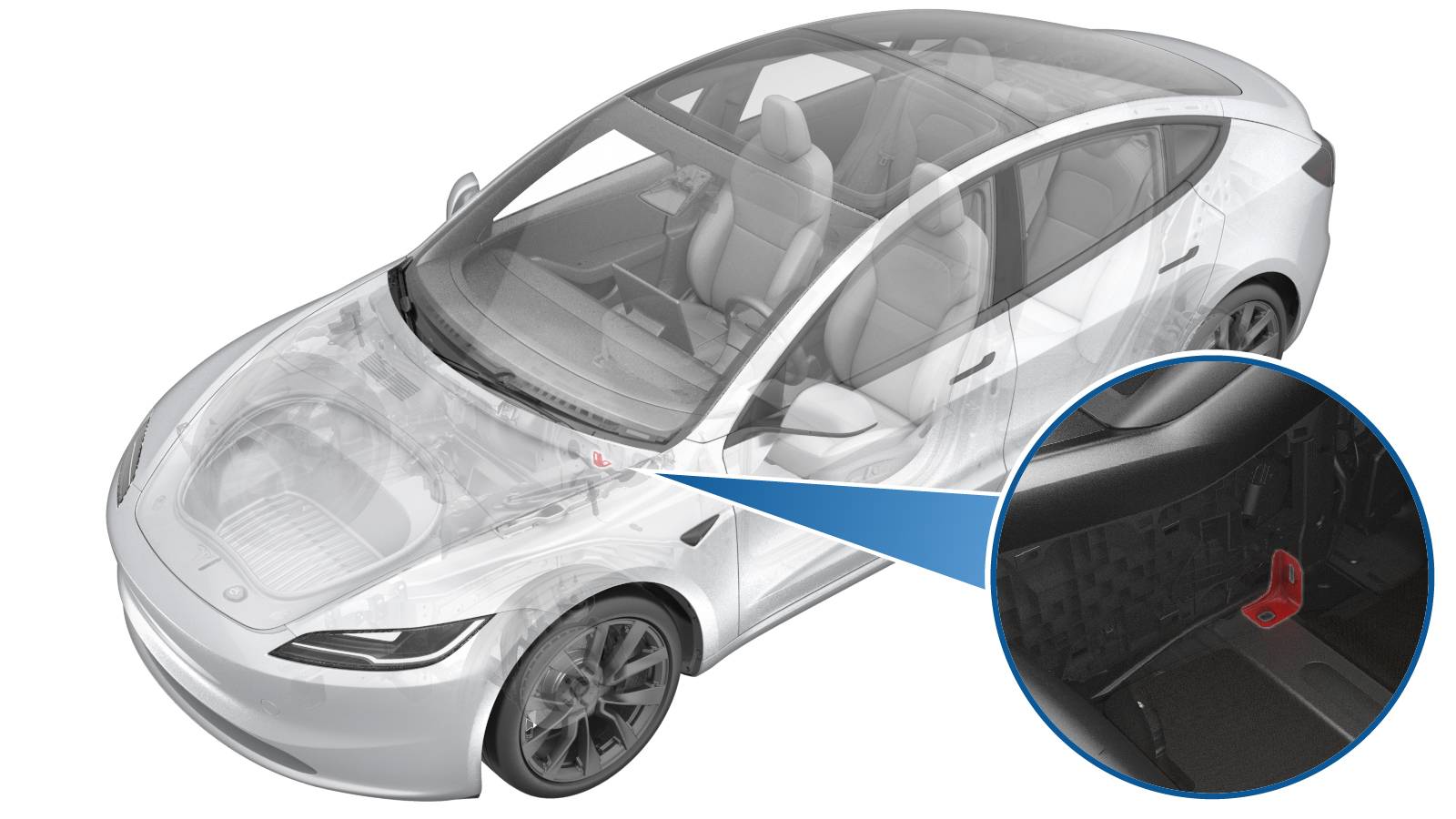 2024+ 特斯拉 Model 3 右侧仪表板支架更换:螺栓螺母各一与 25 N·m