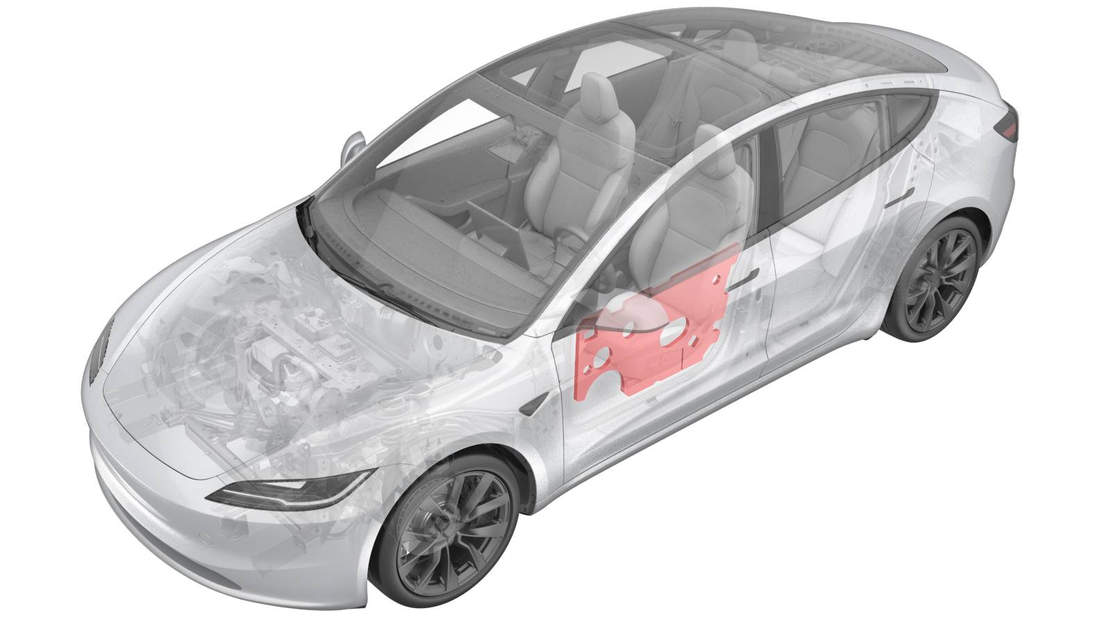 2024+ 特斯拉 Model 3 左前门 NVH 垫更换:4 个锁片与线束防夹检查-图片1