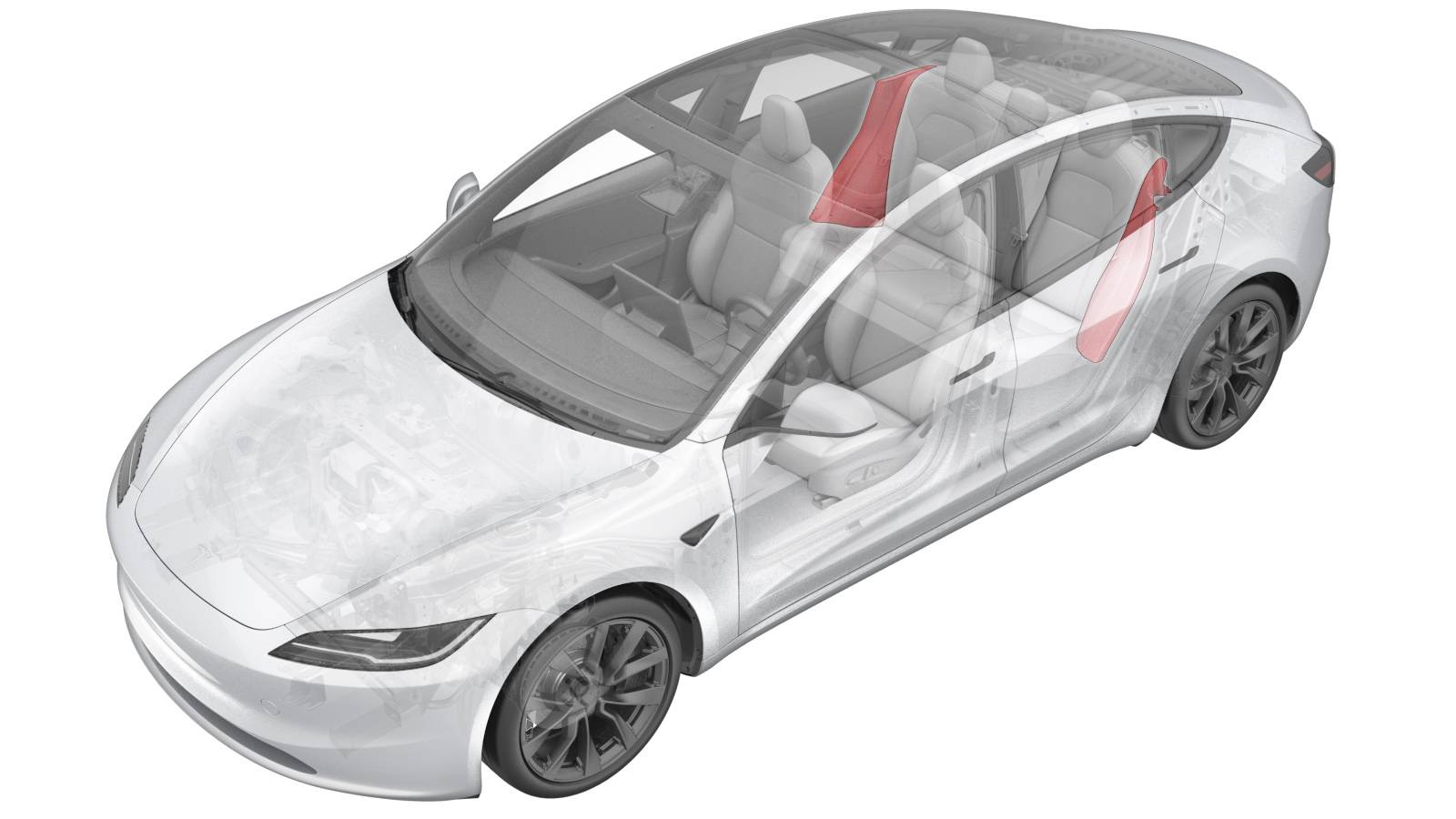 2024+ 特斯拉 Model 3 第二排左侧承梁更换:上部卡舌与一次性塑料支架