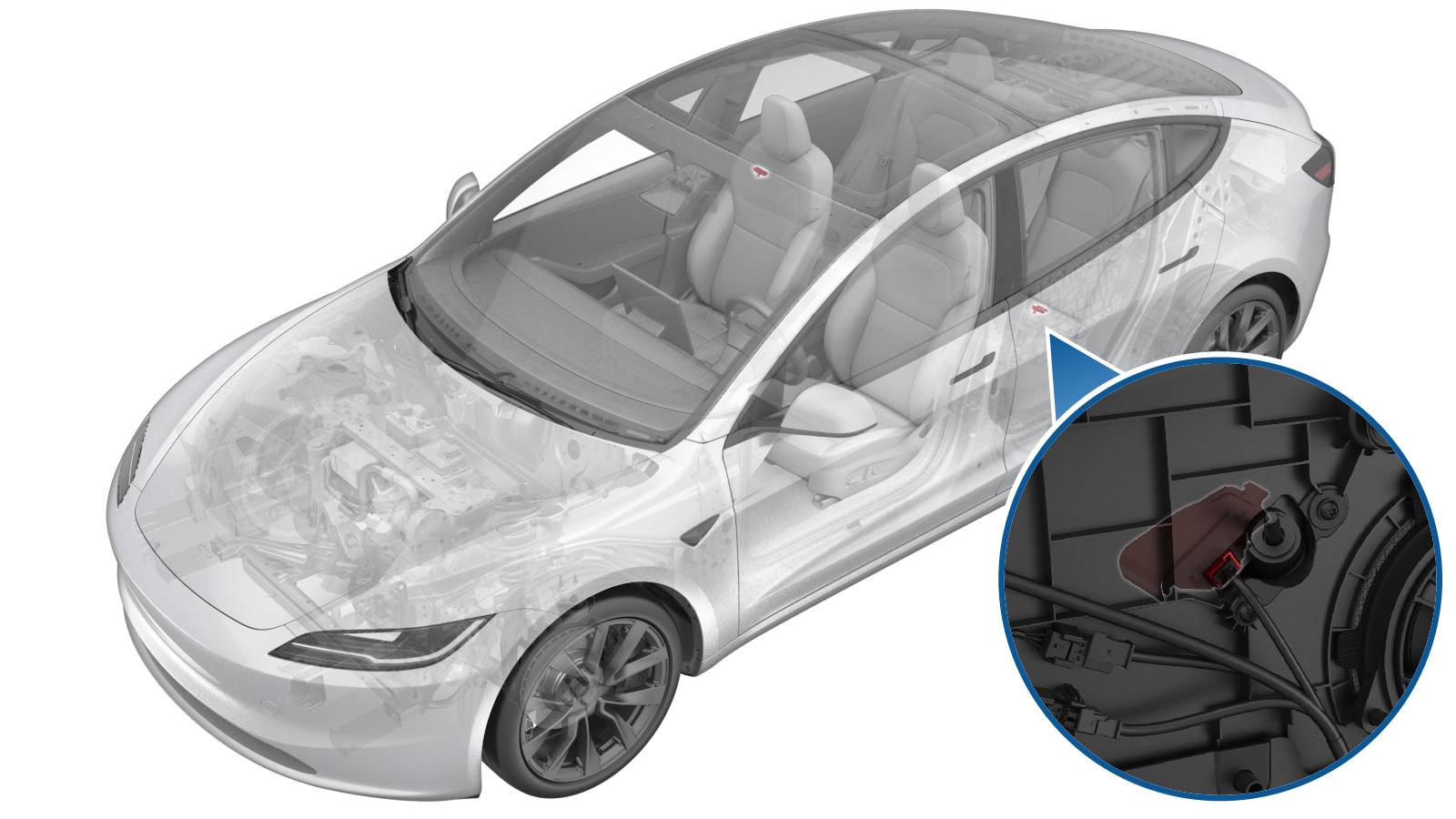 2024+ 特斯拉 Model 3 左后门电子释放开关更换:6 个锁片、T20 与 1 N·m-图片1