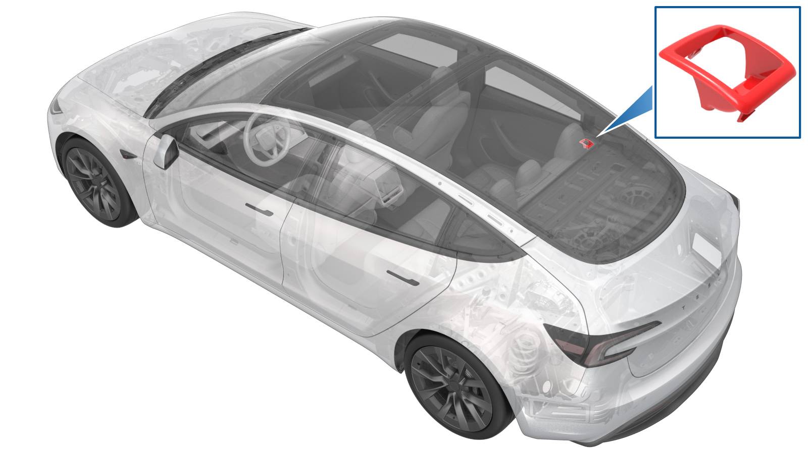 2024+ 特斯拉 Model 3 第二排右靠背释放边框更换:推拉卡子与金属卡子