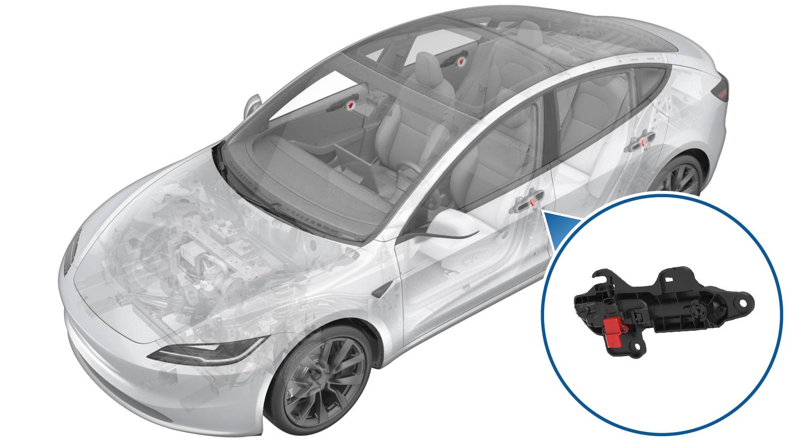 2024+ 特斯拉 Model 3 左后外把手传感器更换:1.2 N·m紧固与车门完整复装-图片1