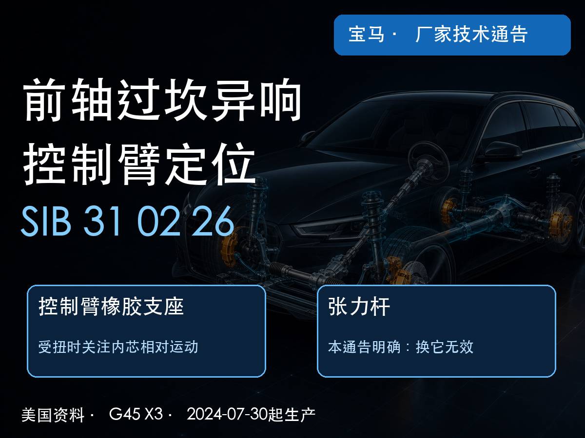 宝马X3前轴控制臂橡胶支座与张力杆处理边界示意
