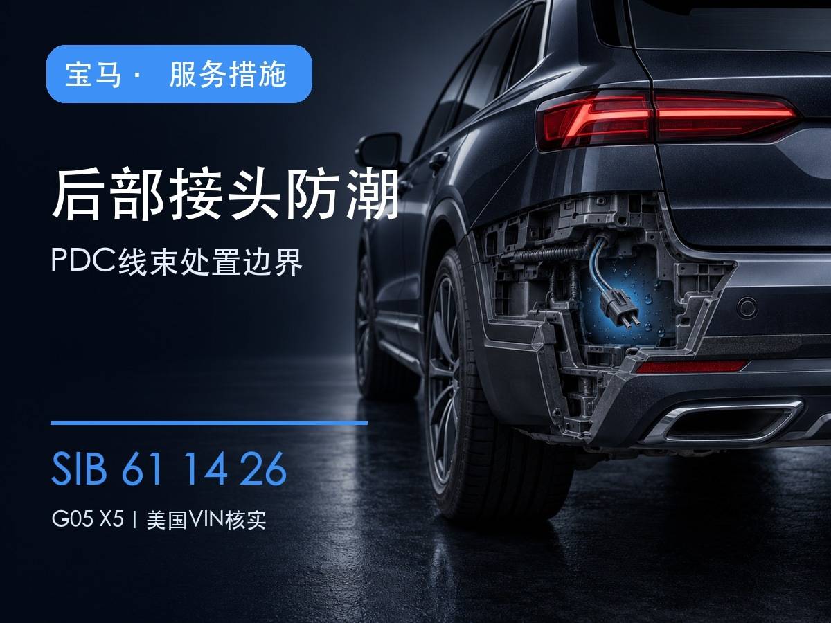 宝马X5后保险杠PDC线束闲置接头防潮位置示意