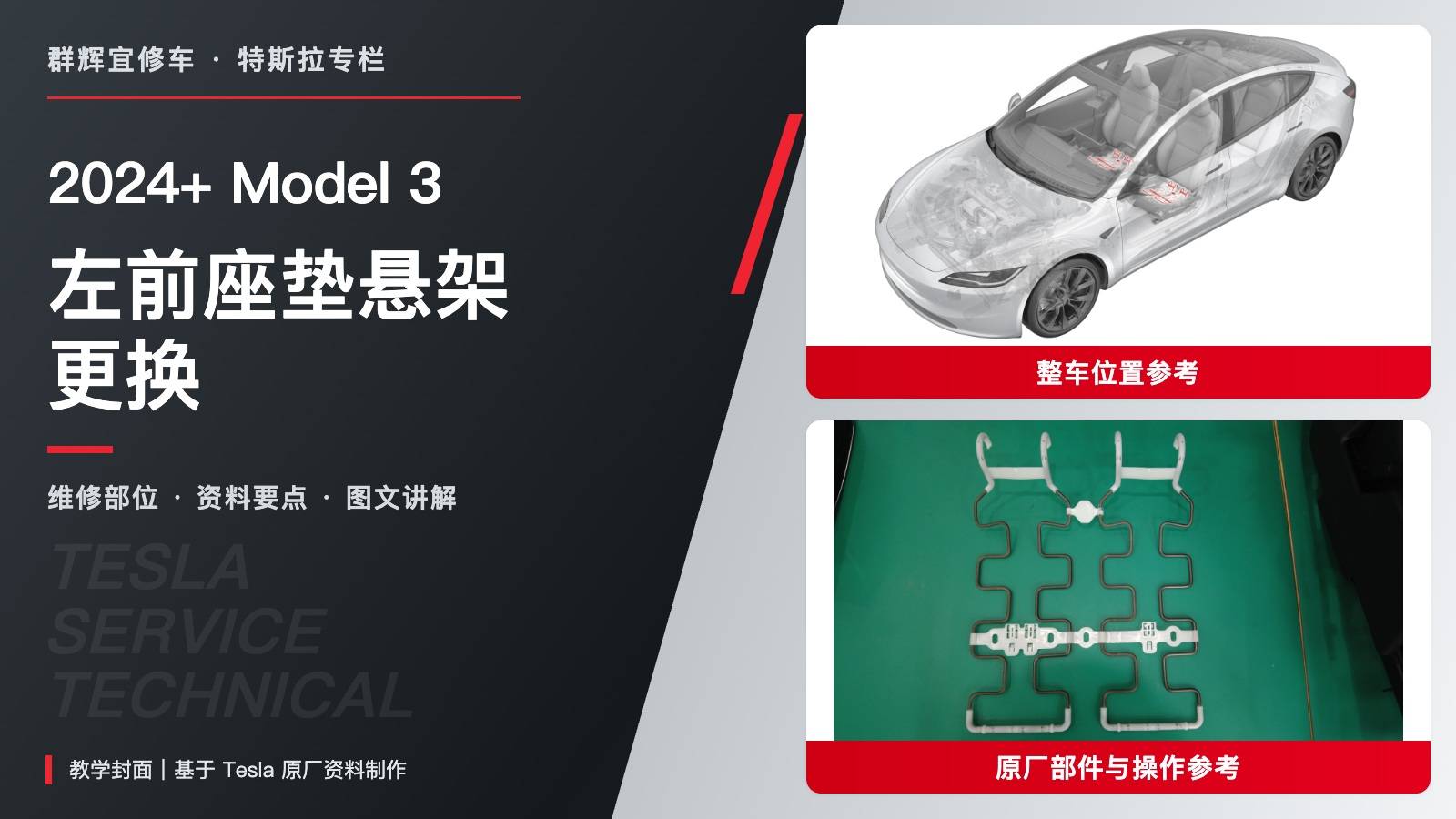 2024+ 特斯拉 Model 3 左前座垫悬架更换:线束释放、两人配合与33.5 N·m新紧固件-图片1