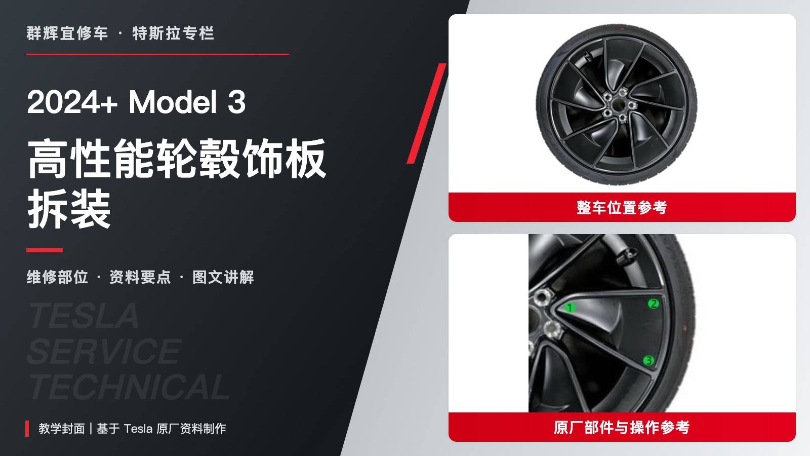 2024+ 特斯拉 Model 3 高性能轮毂饰板拆装:背面释放与顺时针卡接-图片1