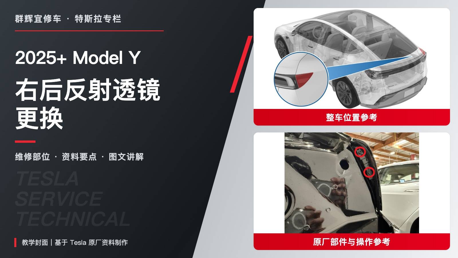 2025+ 特斯拉 Model Y 右后反射透镜更换:三卡子、残片清理与0.7 N·m齐平调整-图片1