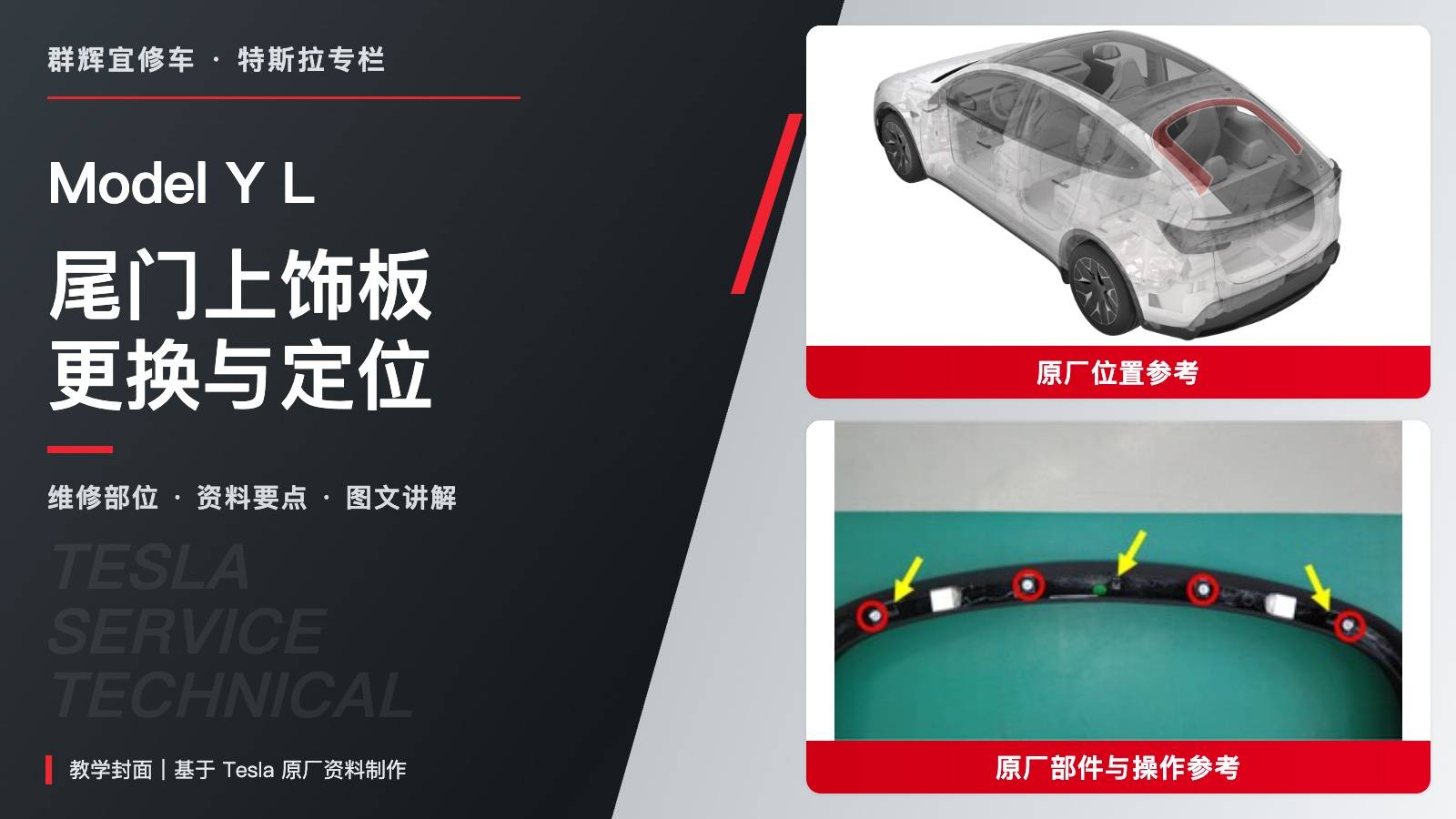 特斯拉 Model Y L 尾门上饰板更换:十卡子、七定位销与双锁片-图片1