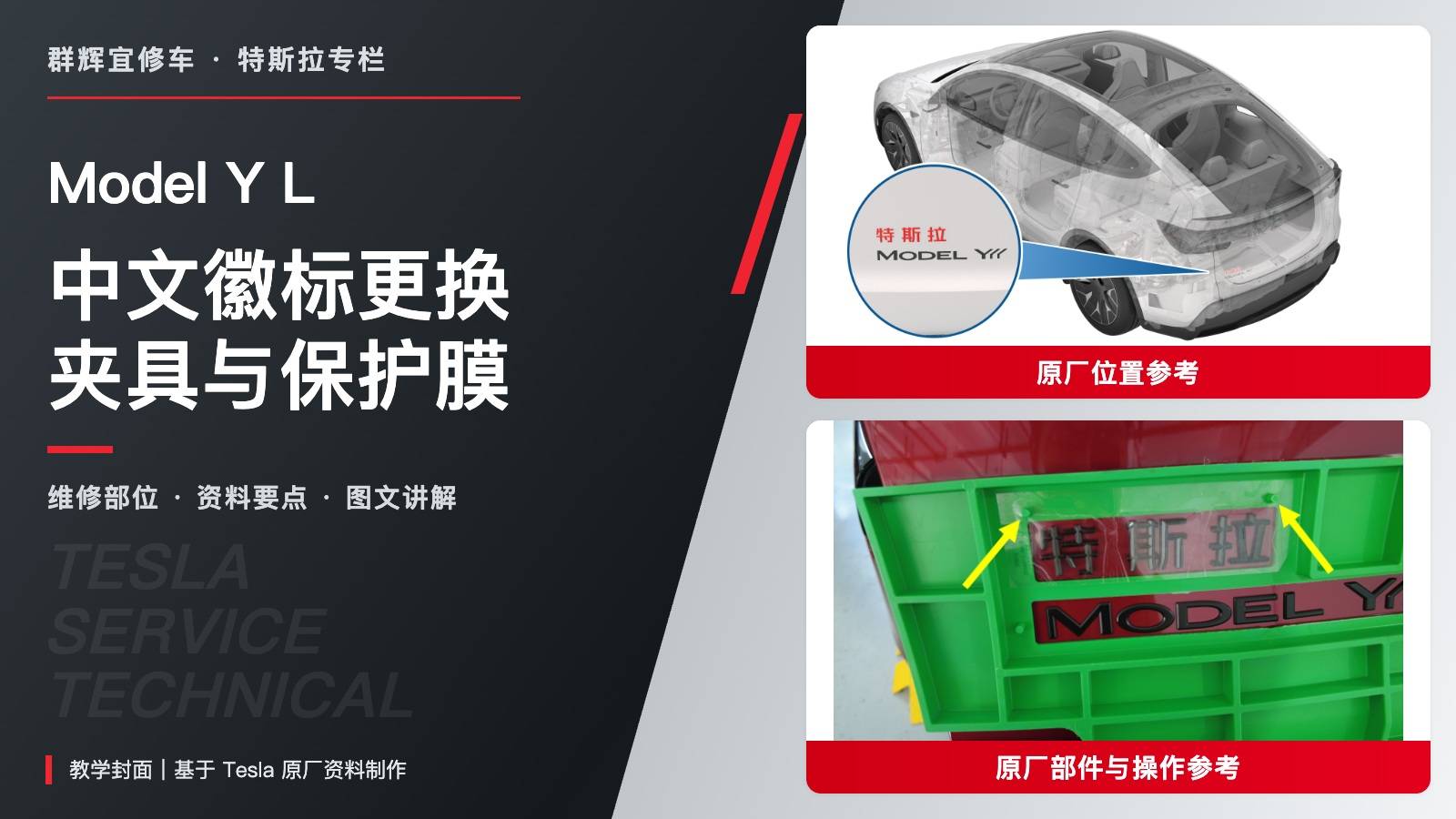 特斯拉 Model Y L 中文徽标更换:60厘米单丝线、专用夹具与保护膜复用-图片1