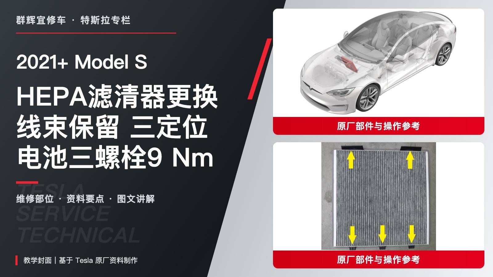 2021+ 特斯拉 Model S HEPA滤清器更换:电池线束保留、三定位与9 Nm-图片1