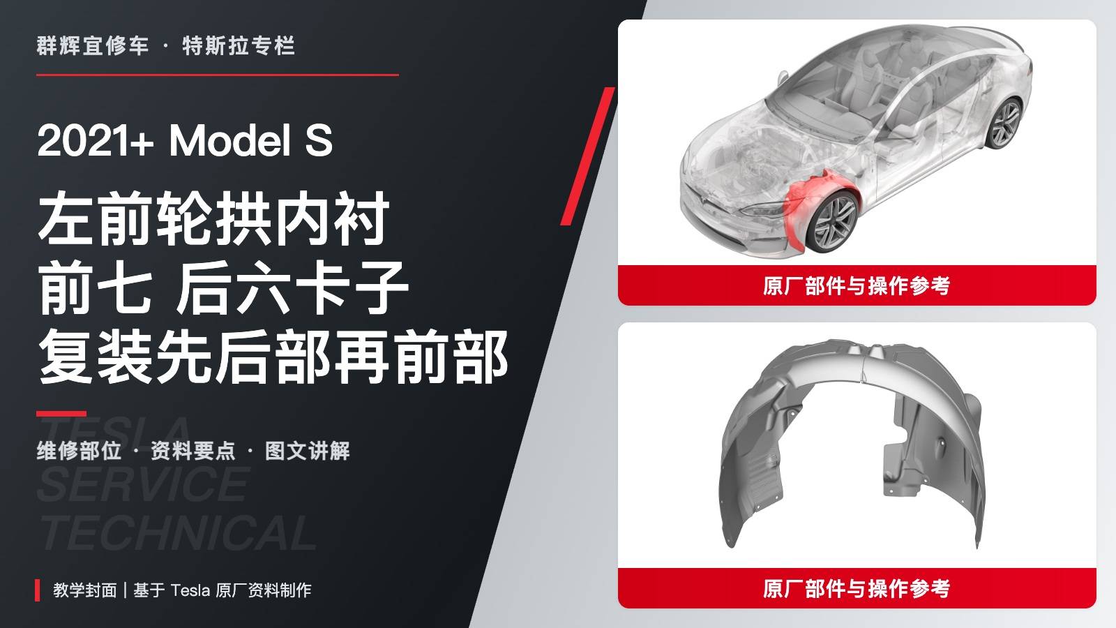 2021+ 特斯拉 Model S 左前轮拱内衬更换:前七后六卡子与复装顺序-图片1