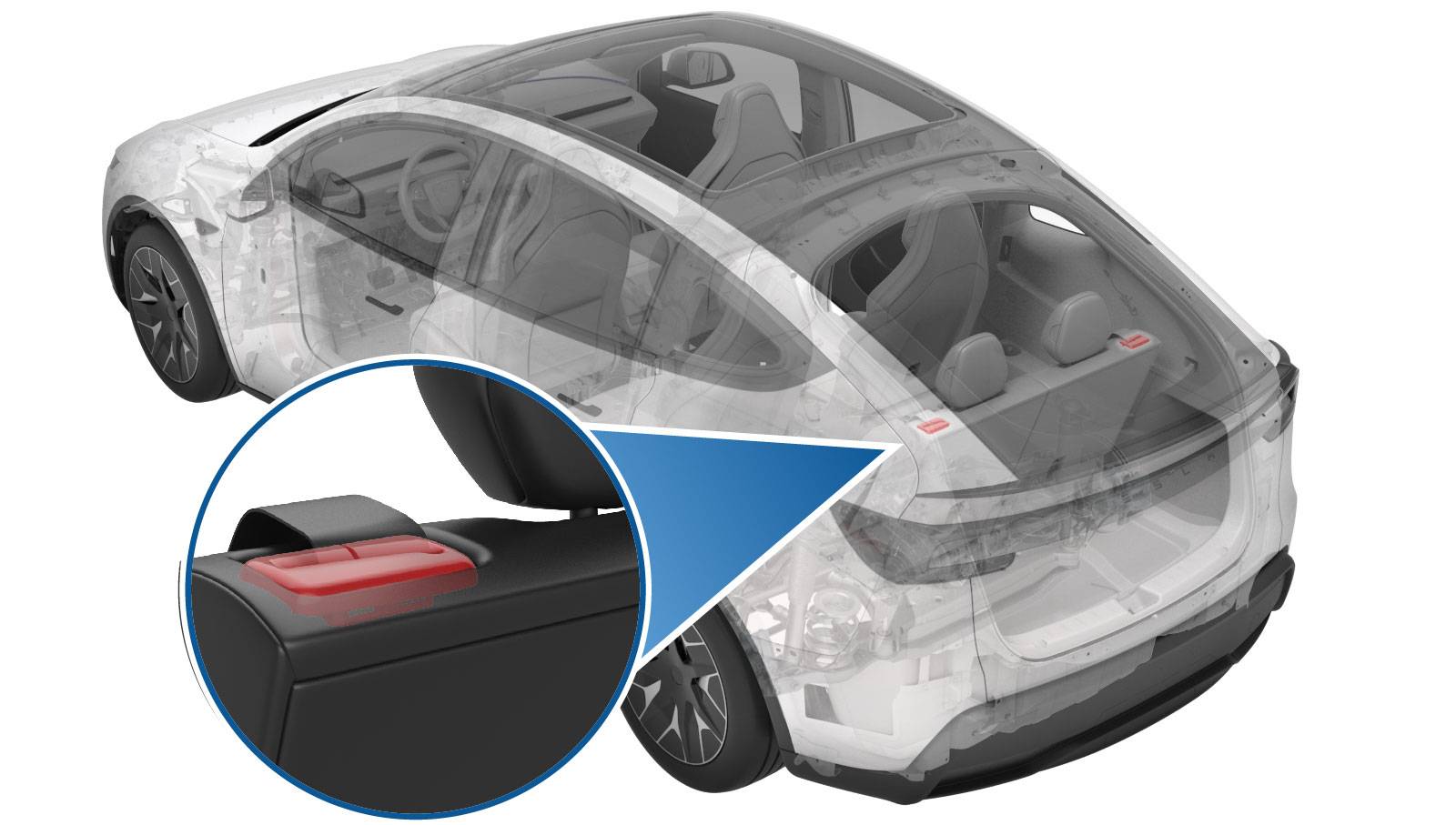 特斯拉 Model Y L 第三排左侧安全带导向罩盖更换:前端上撬与织带防扭-图片1
