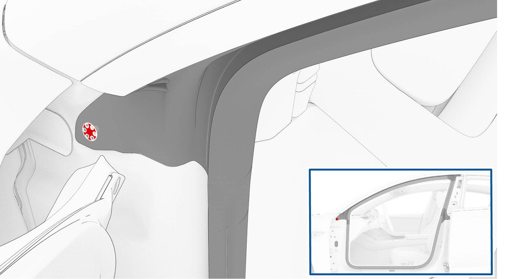 2024+ 特斯拉 Model 3 左前车身主密封条更换:三卡子、B柱接缝定位与拉线整理-图片2