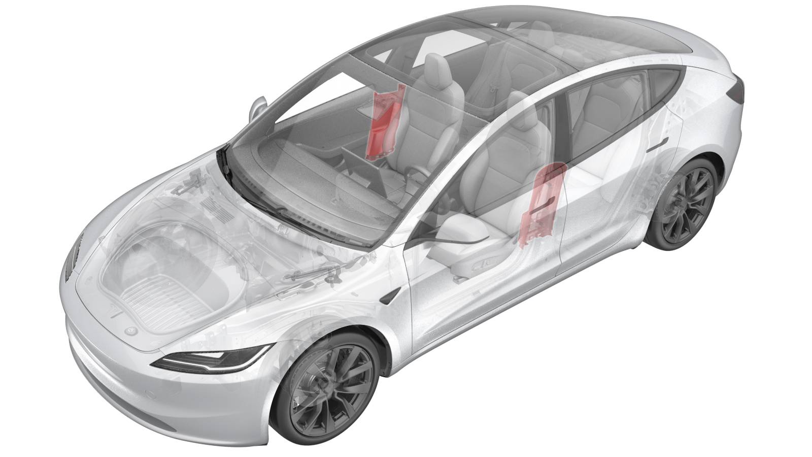 2024+ 特斯拉 Model 3 左侧B柱中饰板更换:先下后上释放与三个定位夹-图片1