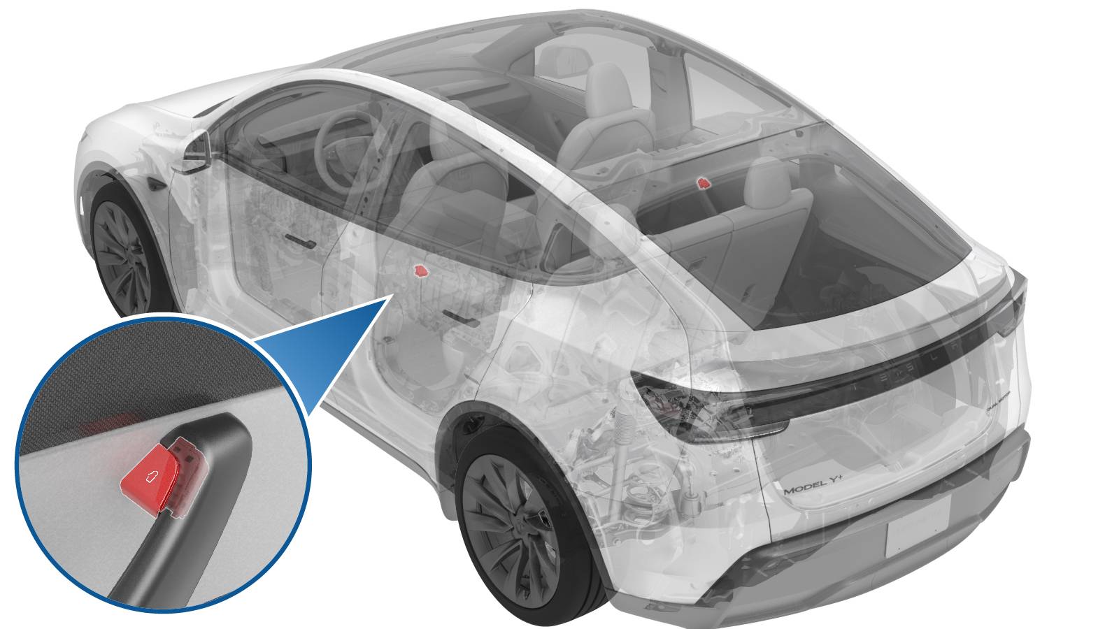 2025+ 特斯拉 Model Y 左后门电子释放开关更换:两组螺栓分清1与6 Nm-图片1