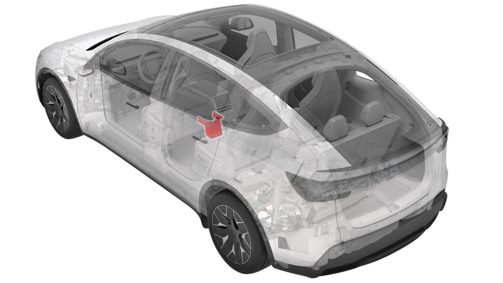 特斯拉 Model Y L 中控台后端下部面板拆装:水平移出、三导销与线束保护-图片1