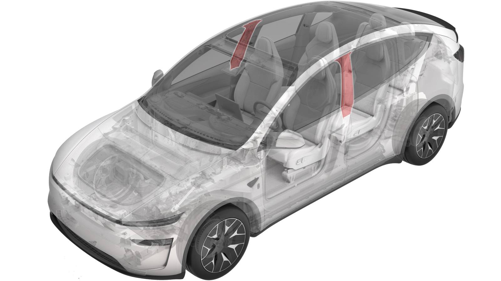 特斯拉 Model Y L B柱外饰板维修核对:三卡子、撬点待核与校准验收-图片1