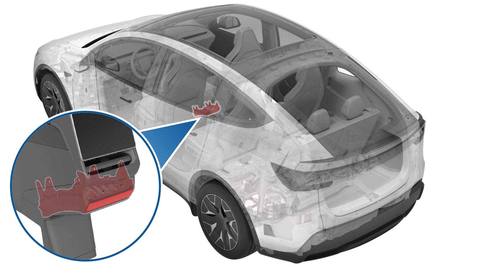 特斯拉 Model Y L 第二排杯托次总成更换:六螺钉、六锁片与三定位销-图片1
