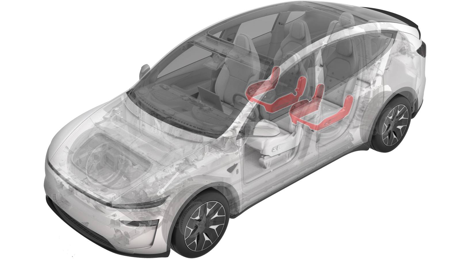 特斯拉 Model Y L 第二排左侧座椅侧护板拆装:17卡子、21卡子与双挂钩-图片1
