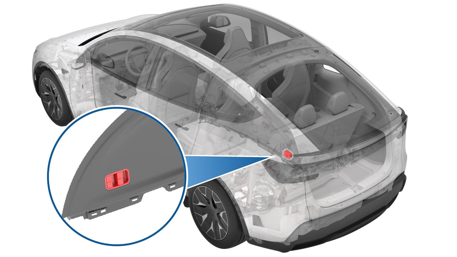 特斯拉 Model Y L 后备箱座椅放倒开关更换:双卡子前滑与后锁片定位-图片1